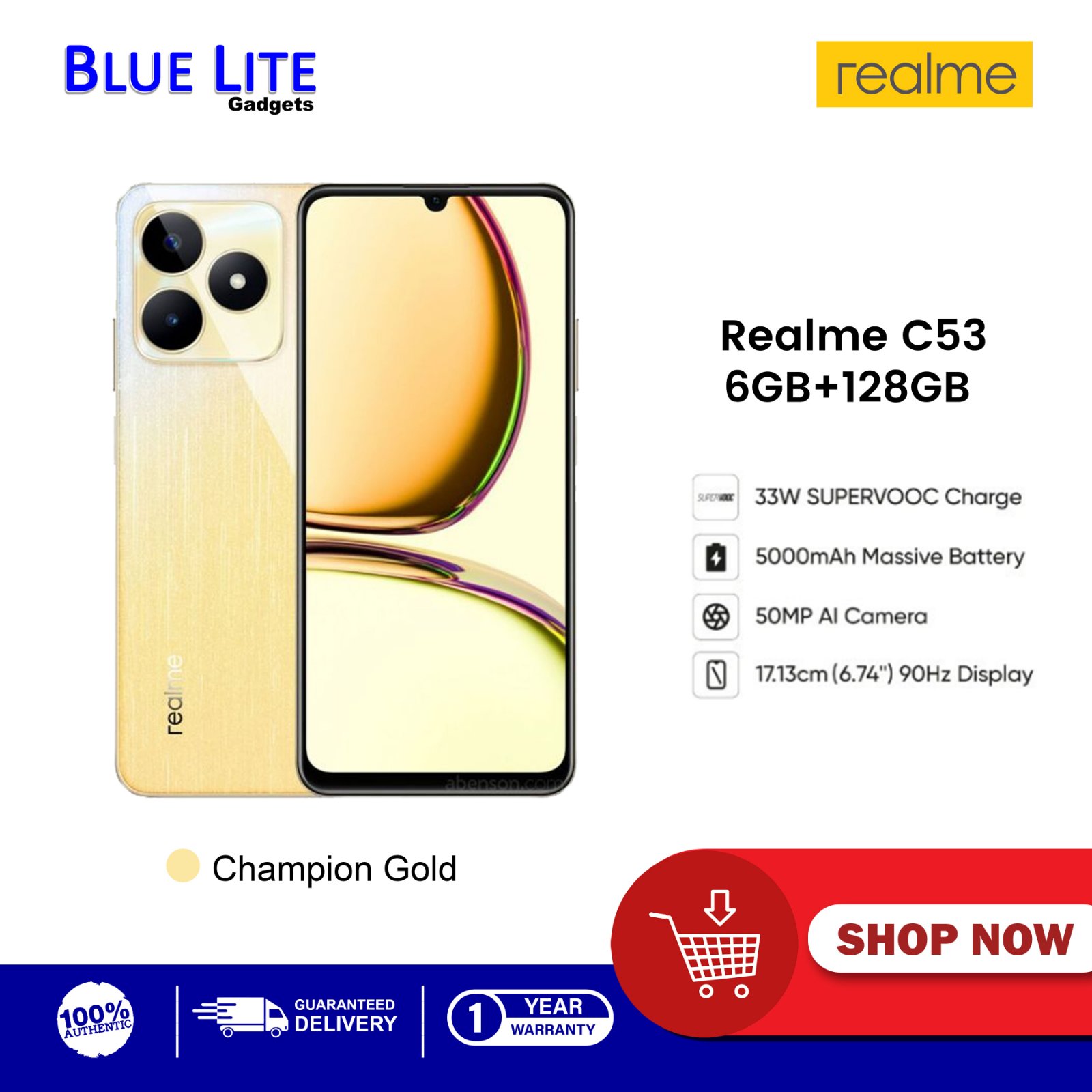 Realme C53 6GB+128GB Champion Gold – BLUE LITE GADGETS INC.