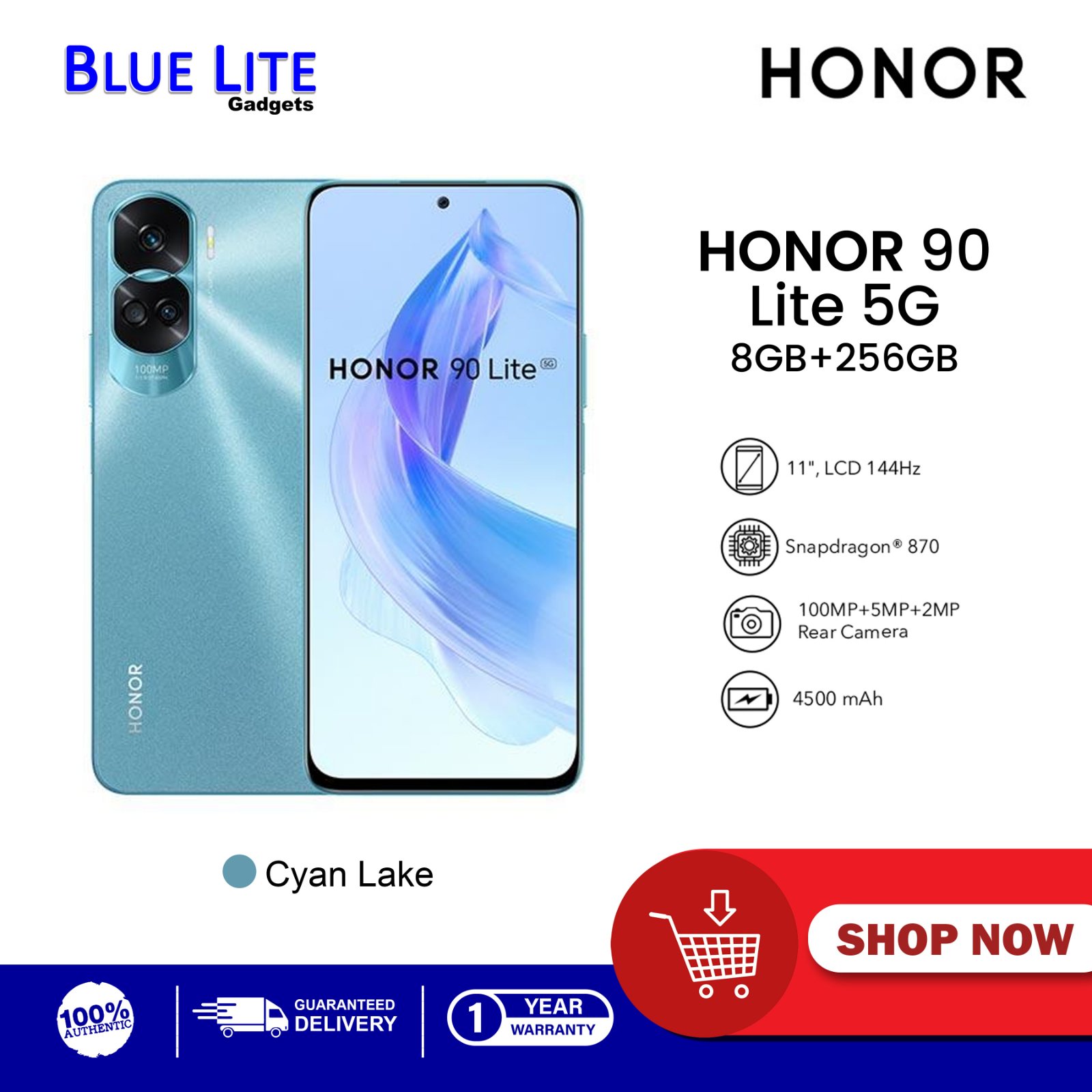 Honor 90 Lite 5G (8+256GB) Cyan Lake